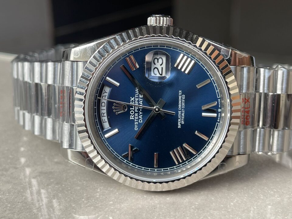 GMF Factory 1:1 Rolex DayDate 40mm 228239 Gain Weight SS/tungsten Blue Dial Roman Markers A3255