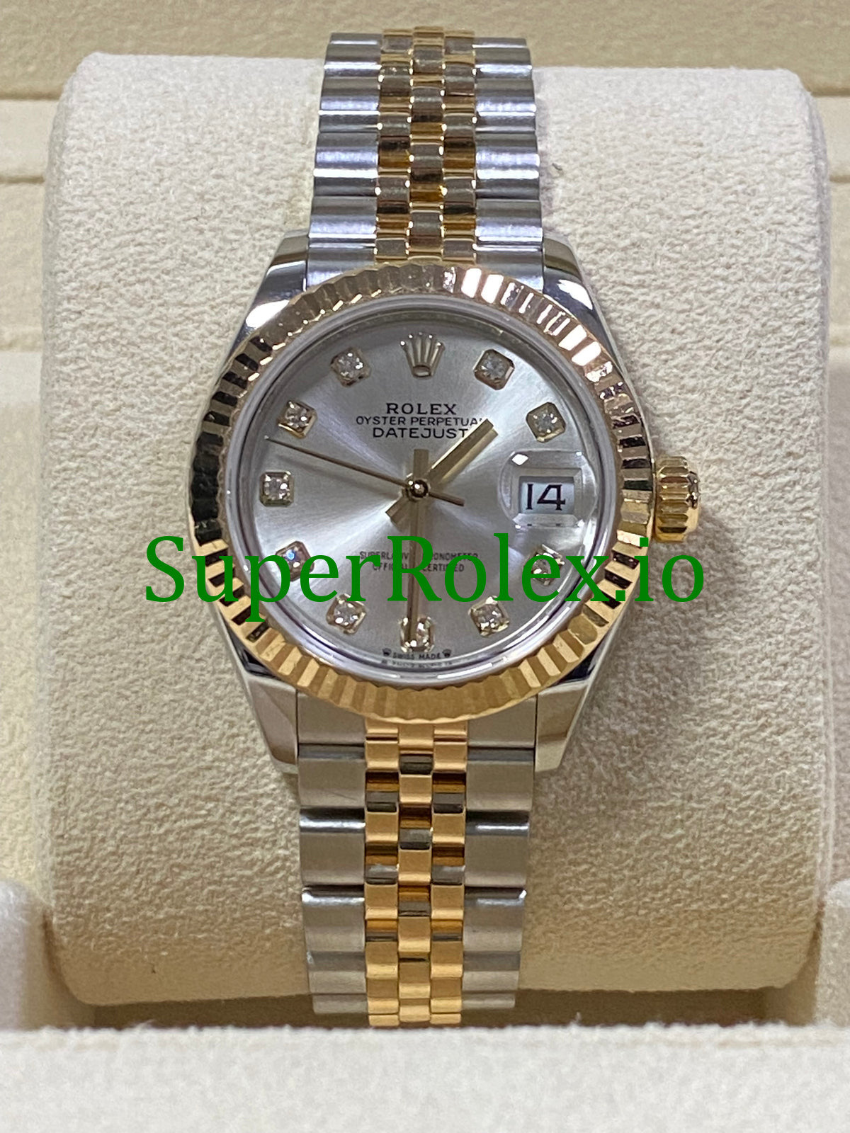 Rolex Lady-Datejust 26 ellow Gold Silver Diamond Dial Ref.279173