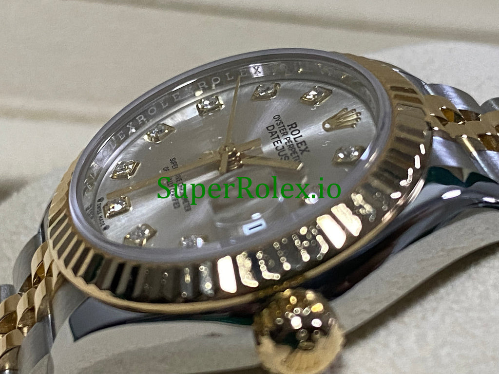 Rolex Lady-Datejust 26 ellow Gold Silver Diamond Dial Ref.279173