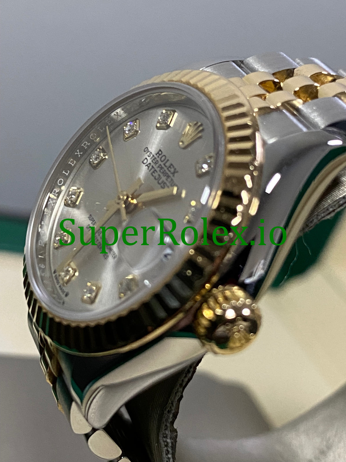 Rolex Lady-Datejust 26 ellow Gold Silver Diamond Dial Ref.279173