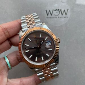 KING Factory 1:1 Rolex DateJust 41 126331 RG Fluted Bezel Best Edition 904L Steel Brown Stick Dial VR3235