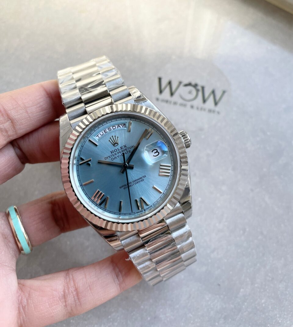 EWF Factory SS 1:1 Rolex Day Date II 228239 Best Edition Light Blue Dial A3255