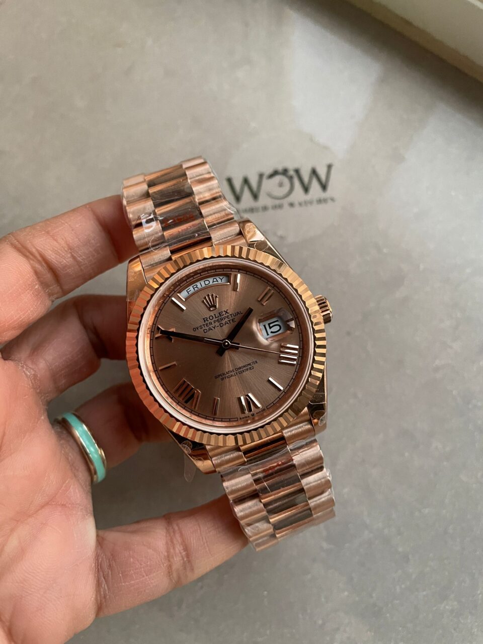 GMF Factory 1:1 Rolex Day-Date 40mm 228235 904L RG Fluted Bezel Rose Gold Dial