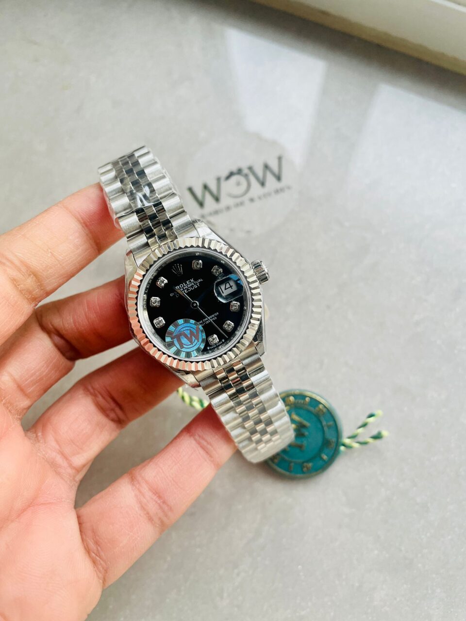 Rolex Datejust 28mm 904L SS Black Dial Diamond markers