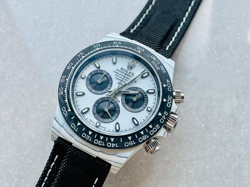 Noob Factory 1:1 Rolex Daytona DIW PANDA White Carbon Case and Bezel Best Edition White/Black Dial SA4130 V2