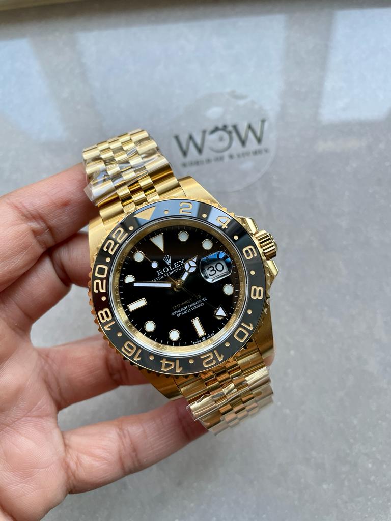 EWF Factory 1:1 Rolex GMT-Master II 126718GRNR 904L YG Black Dial Dots VR3285