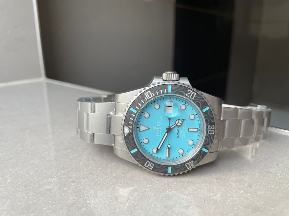 DIWF FACTORY 1:1 Rolex Submariner Sandblasted  Best Edition Carbon Bezel Tiffany Blue Dial Dial VR3135