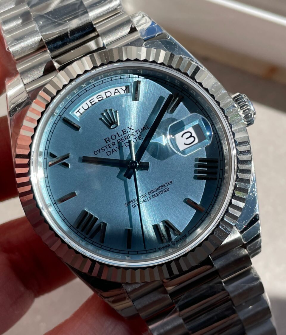 EWF Factory SS 1:1 Rolex Day Date II 228239 Best Edition Light Blue Dial A3255