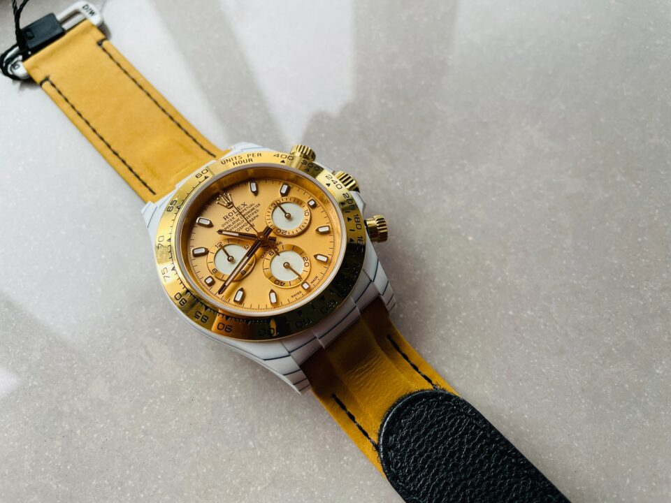 DIWF Factory 1:1 Rolex Daytona DIW White Carbon/YG  Best Edition Gold Dial A7750