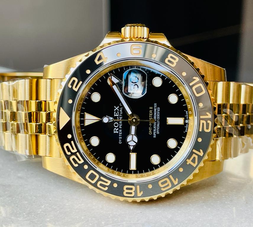 EWF Factory 1:1 Rolex GMT-Master II 126718GRNR 904L YG Black Dial Dots VR3285