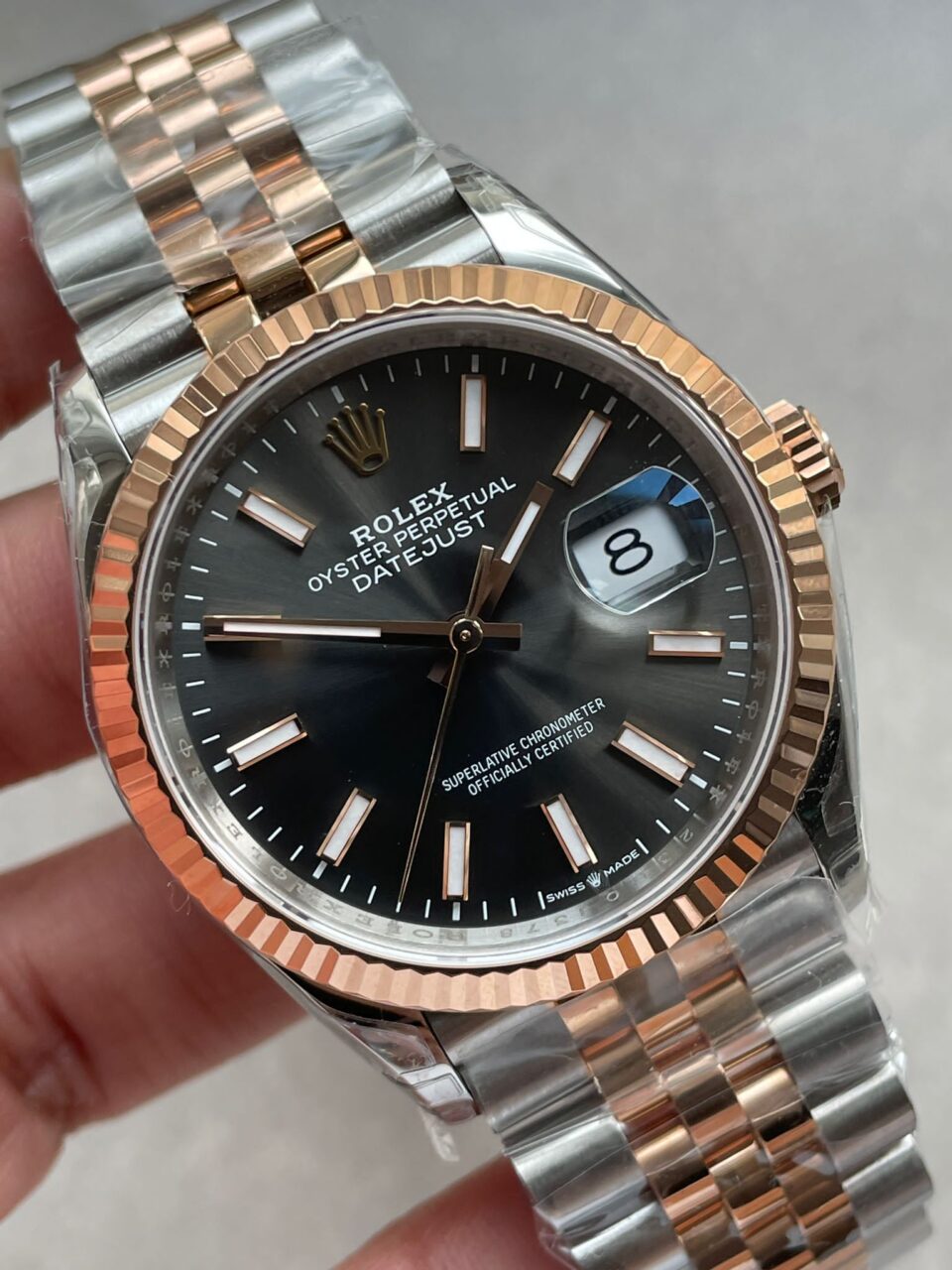 VSF Factory 1:1 Rolex DateJust 36 SS 116231 Best Edition 904L Steel Gray Stick Dial VS3235