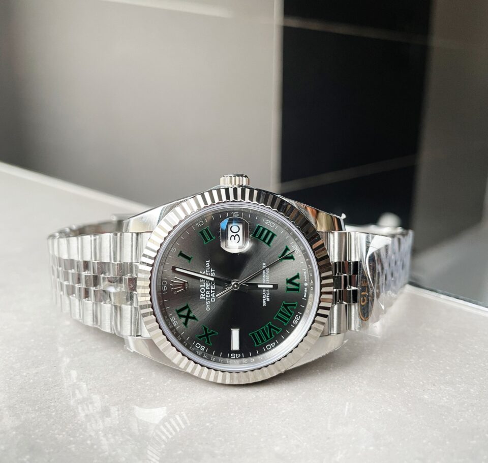 Rolex DateJust Men “wimbledon”SS Grey textured Dial Roman Markers