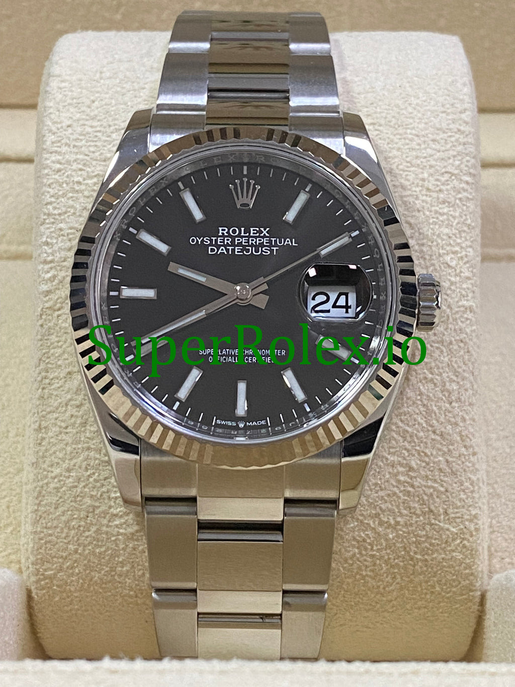 Replica Rolex Datejust 36 Steel Black Index Dial Ref.126234