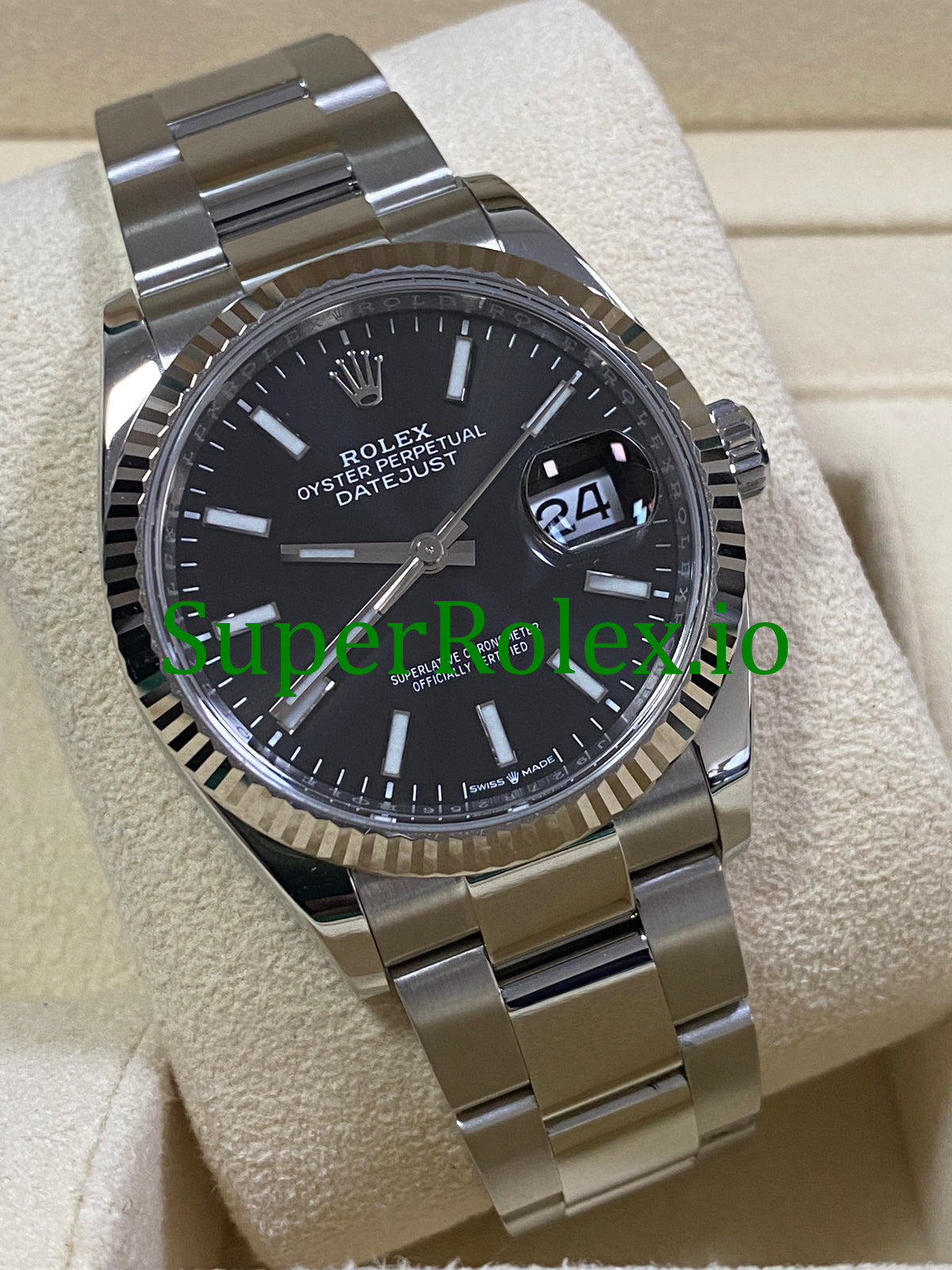 Replica Rolex Datejust 36 Steel Black Index Dial Ref.126234