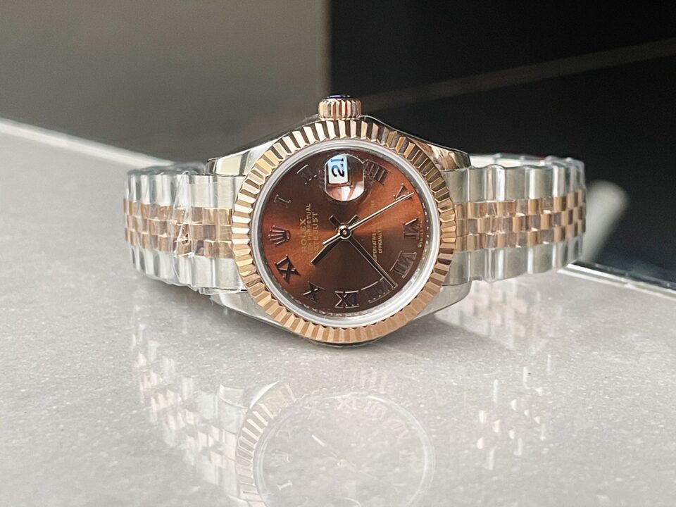 KZF Factory 1:1 Rolex Datejust 28mm 904L RG/SS Brown Dial A2671