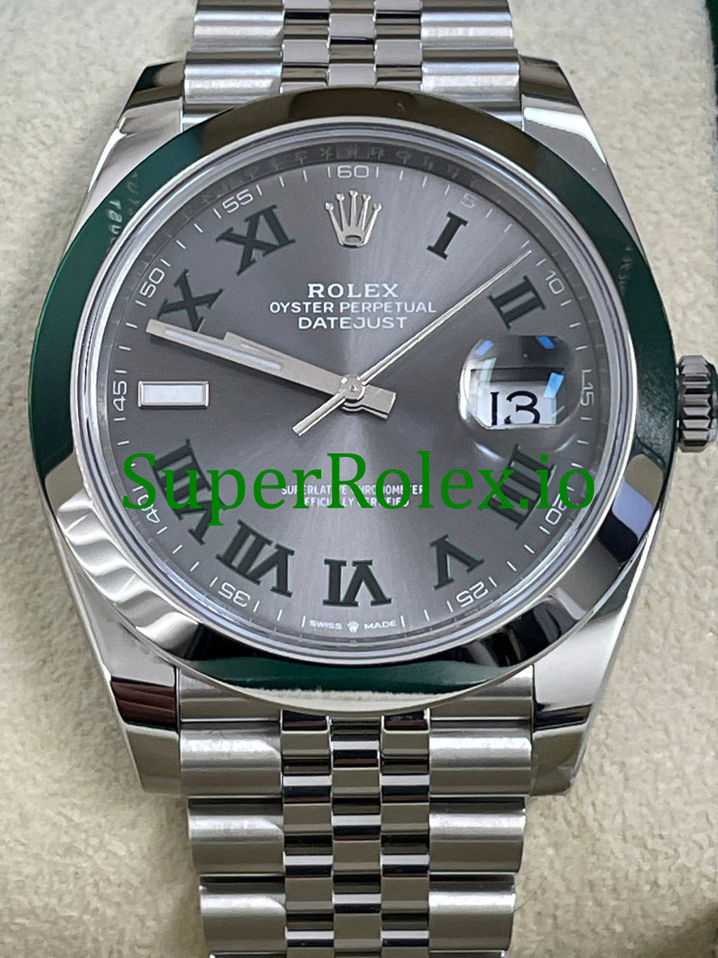 Rolex Datejust 41 Steel Slate Green Roman Ref.126300