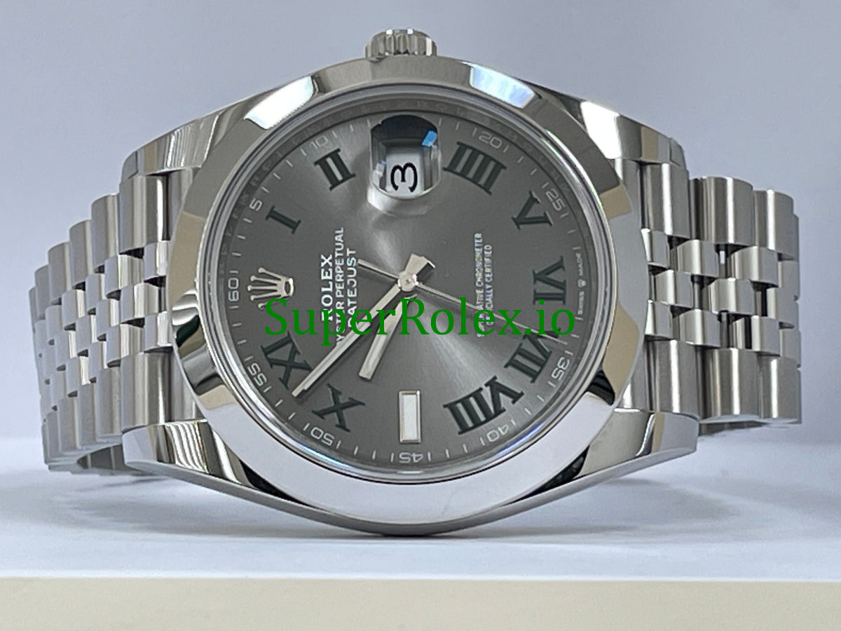 Rolex Datejust 41 Steel Slate Green Roman Ref.126300