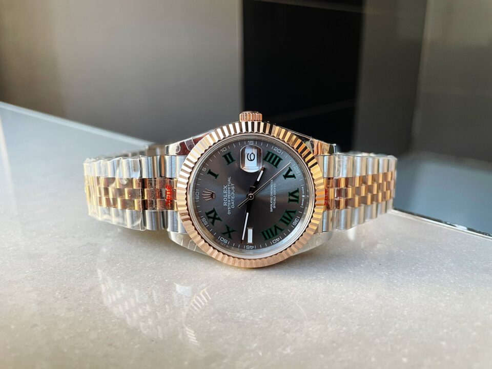 GMF GM Factory 1:1 Rolex DateJust Men 41mm  'wimbledon' RG and SS V2 Grey textured Dial Roman Markers