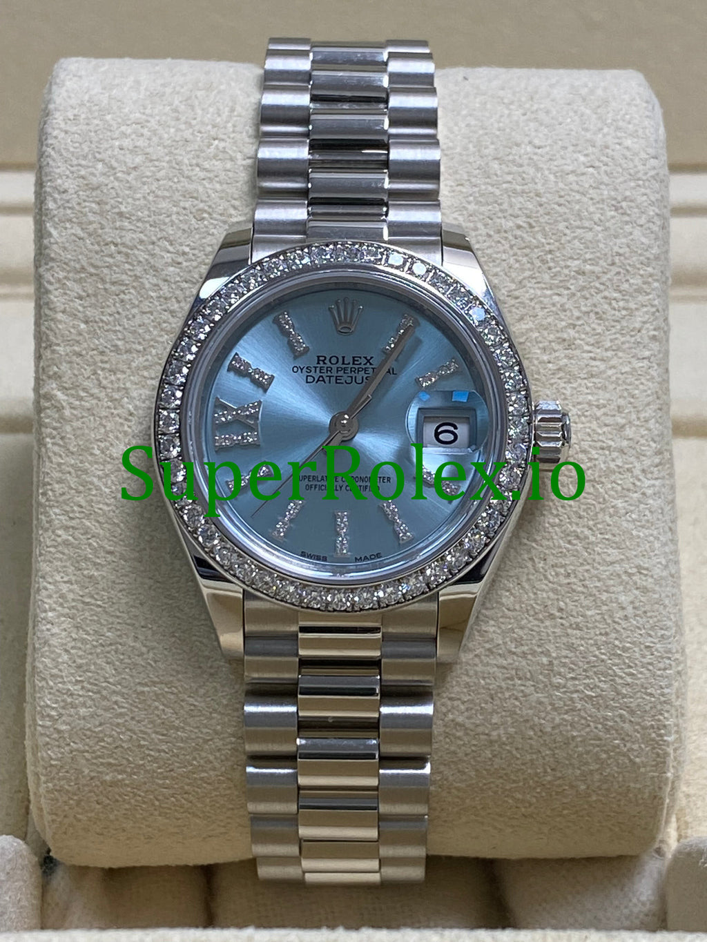 Rolex Platinum Lady-Datejust 28 Ice Blue Diamond Dial Ref.279136RBR