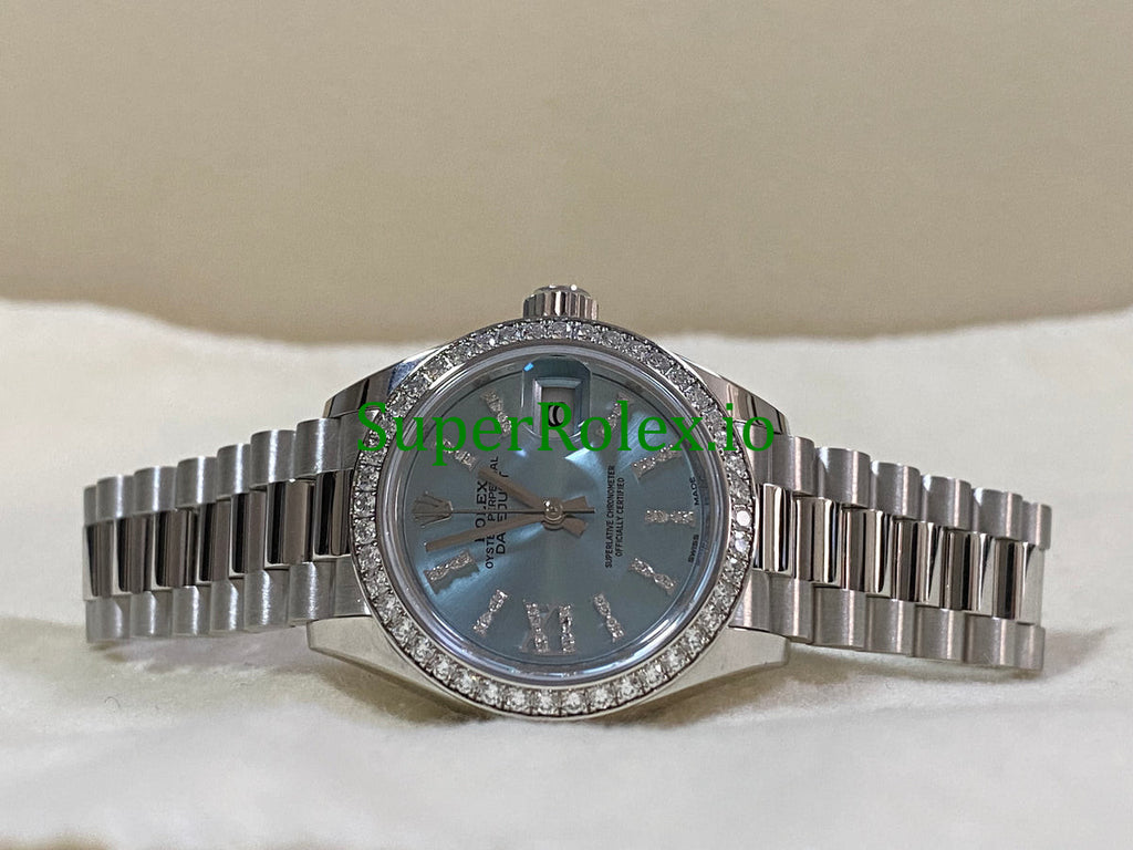 Rolex Platinum Lady-Datejust 28 Ice Blue Diamond Dial Ref.279136RBR