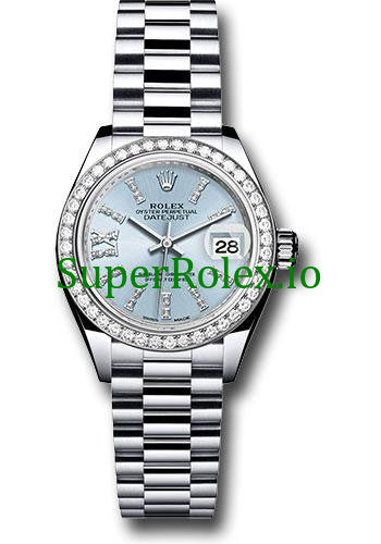 Rolex Platinum Lady-Datejust 28 Ice Blue Diamond Dial Ref.279136RBR