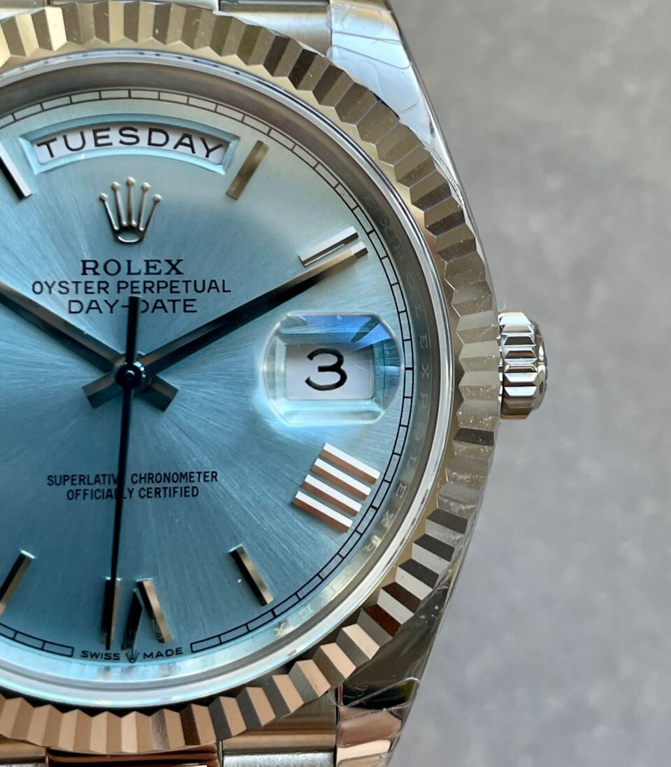 EWF Factory SS 1:1 Rolex Day Date II 228239 Best Edition Light Blue Dial A3255