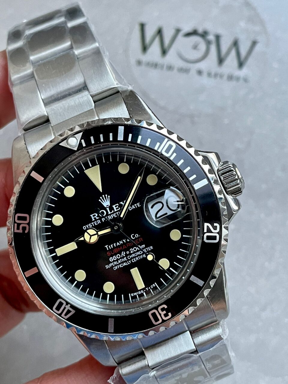 Vintage Rolex Submariner Date Tiffany & Co 16610A30B9315 Black dial with SS bracelet