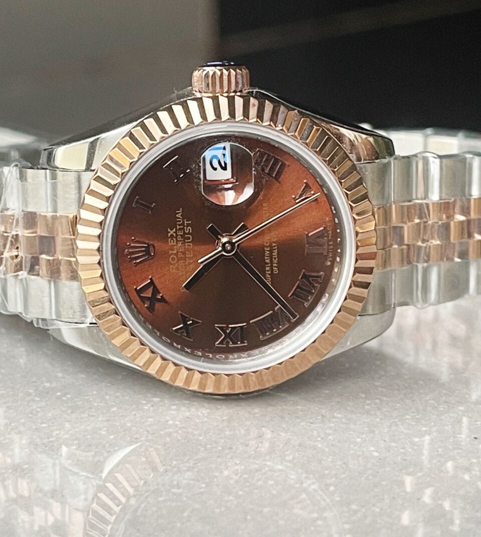 KZF Factory 1:1 Rolex Datejust 28mm 904L RG/SS Brown Dial A2671