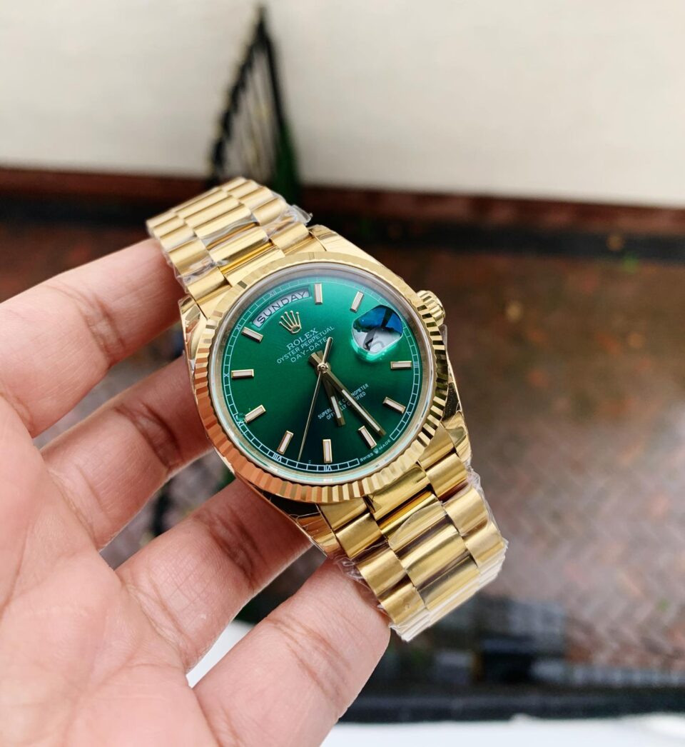 EWF Factory 1:1 Rolex Day Date 40 YG 904L Steel Best Edition Green Dial A3255