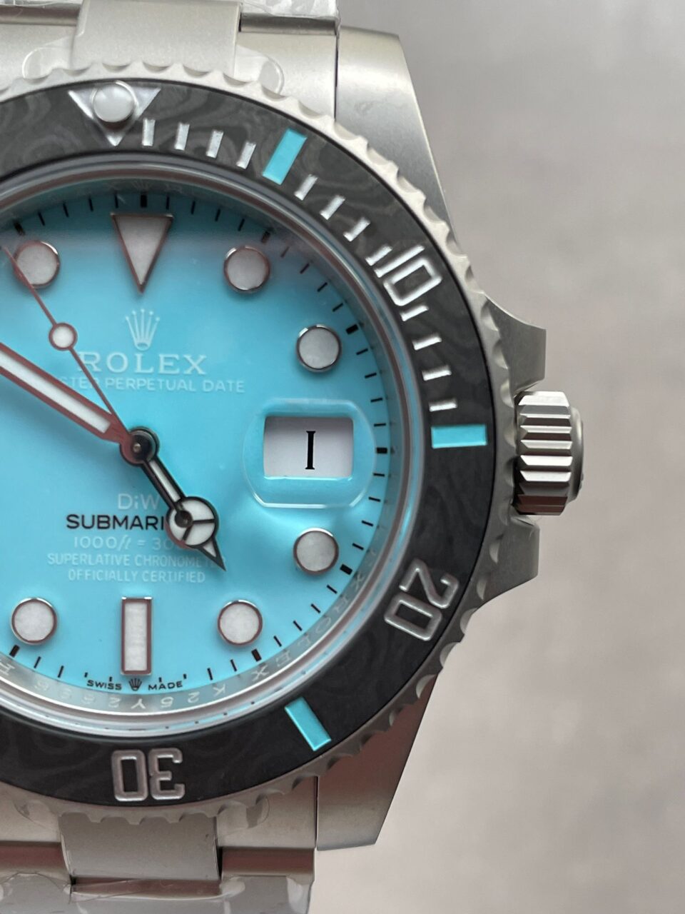 DIWF FACTORY 1:1 Rolex Submariner Sandblasted  Best Edition Carbon Bezel Tiffany Blue Dial Dial VR3135