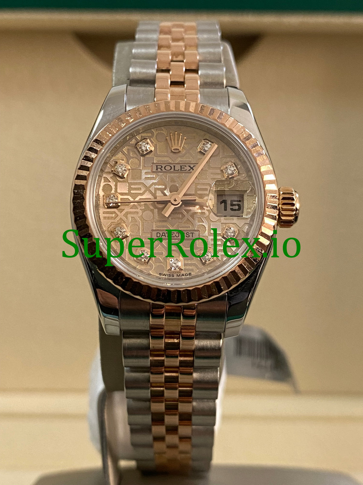 Rolex Lady-Datejust 26 Everose Gold and Steel Diamond Dial Ref.179171