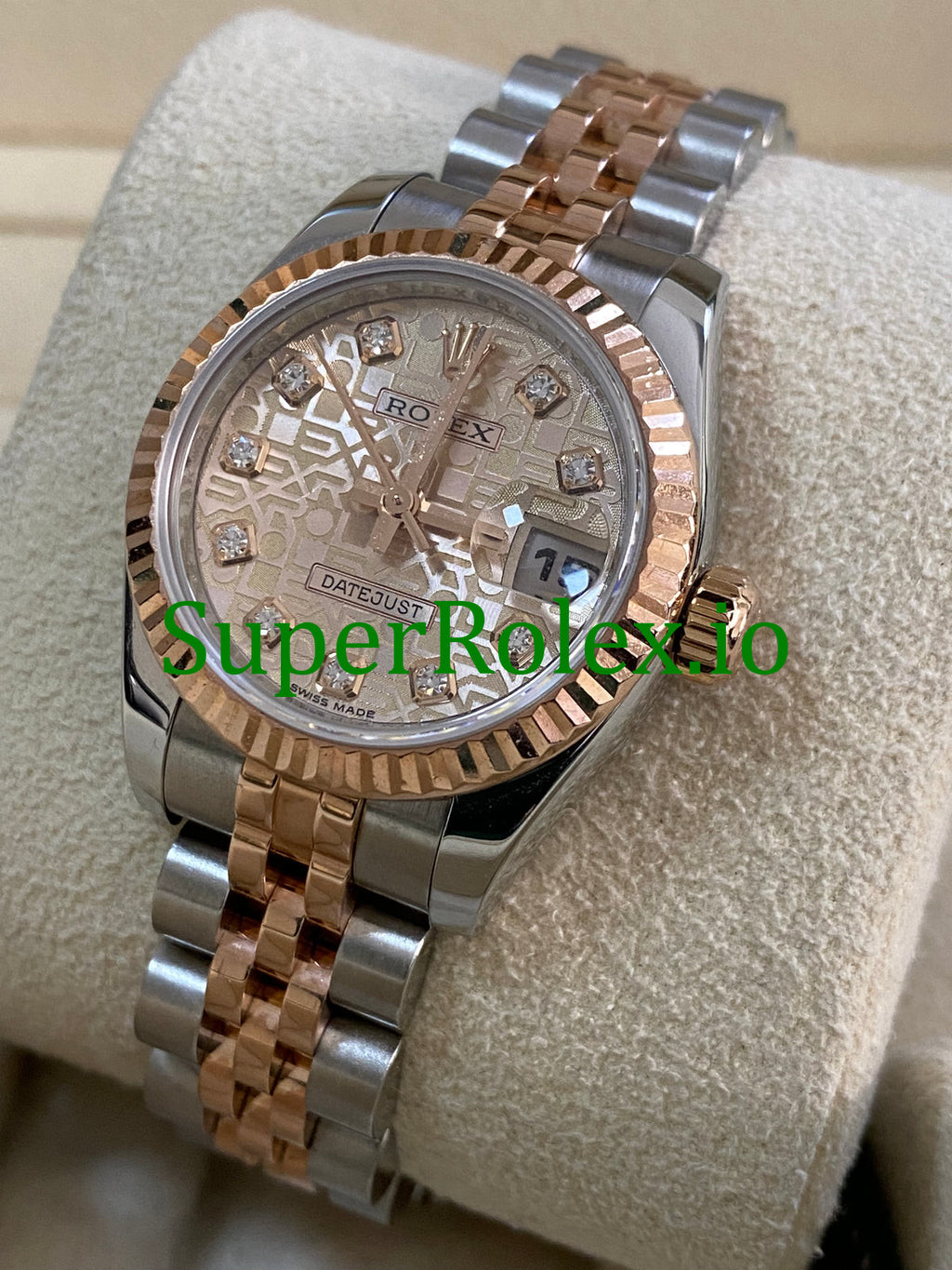 Rolex Lady-Datejust 26 Everose Gold and Steel Diamond Dial Ref.179171
