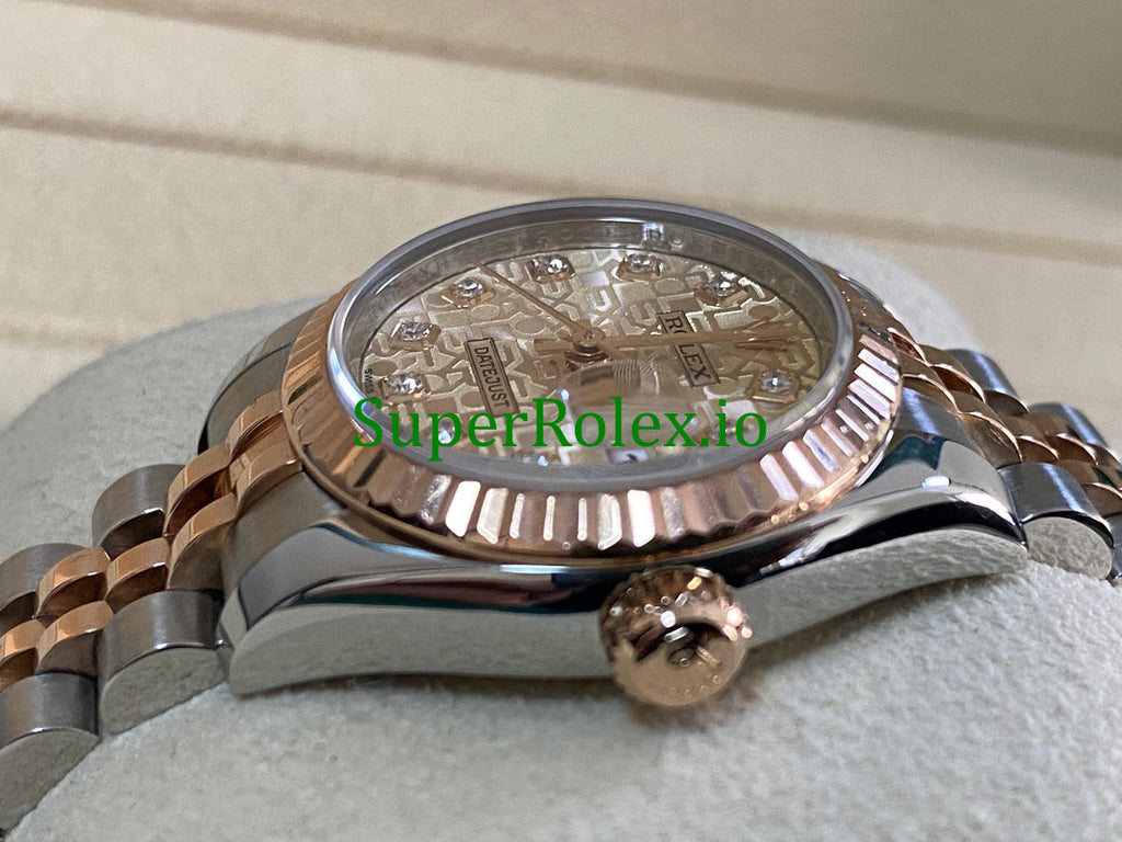 Rolex Lady-Datejust 26 Everose Gold and Steel Diamond Dial Ref.179171