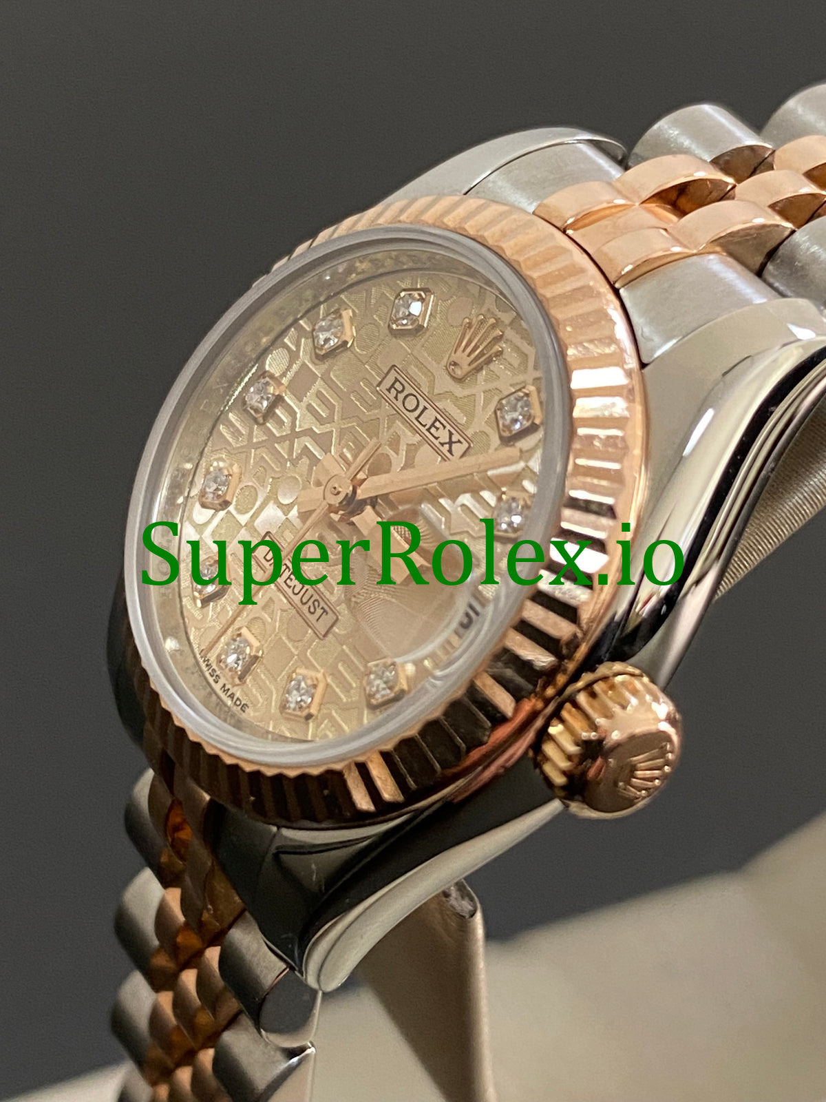 Rolex Lady-Datejust 26 Everose Gold and Steel Diamond Dial Ref.179171