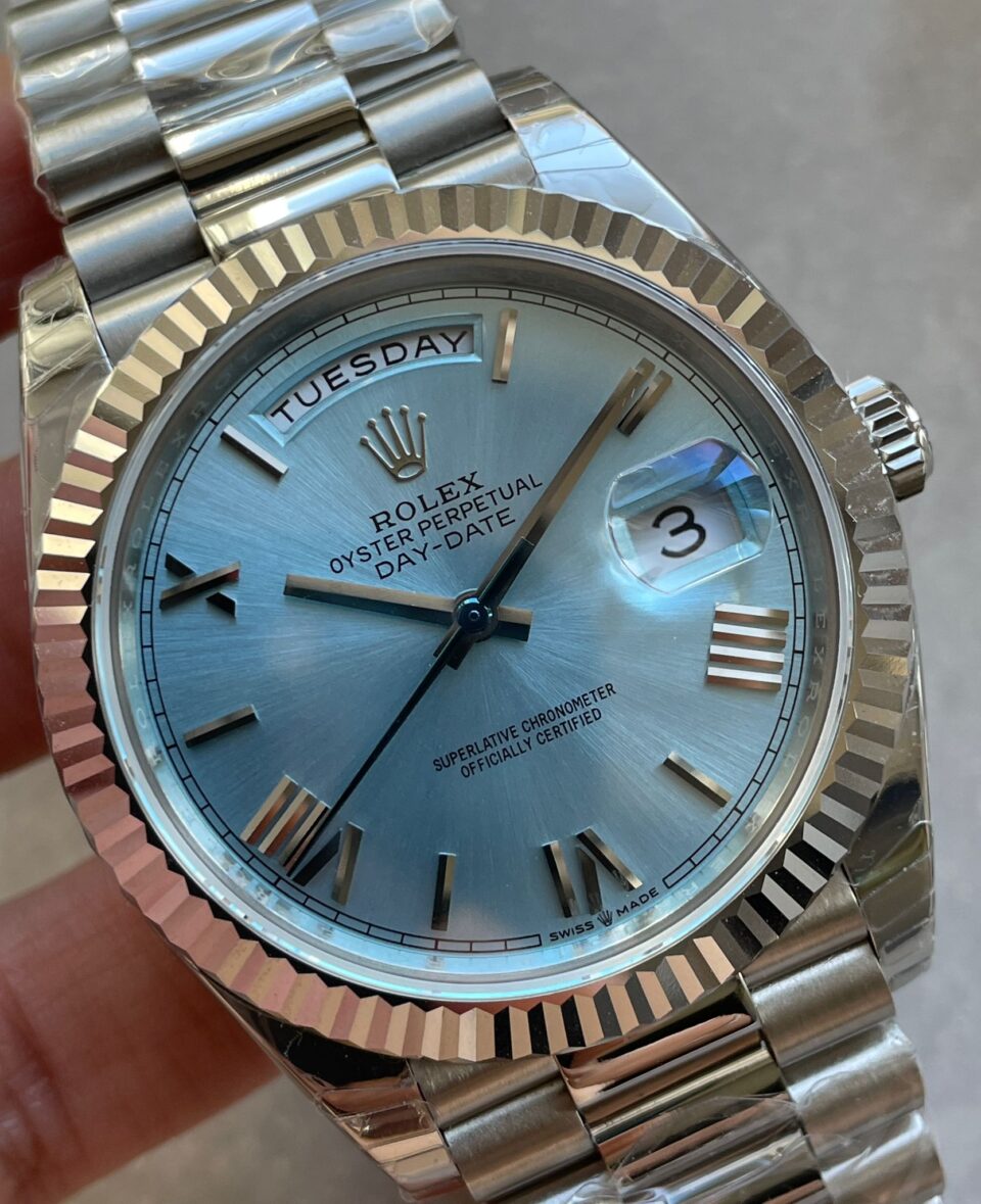 EWF Factory SS 1:1 Rolex Day Date II 228239 Best Edition Light Blue Dial A3255