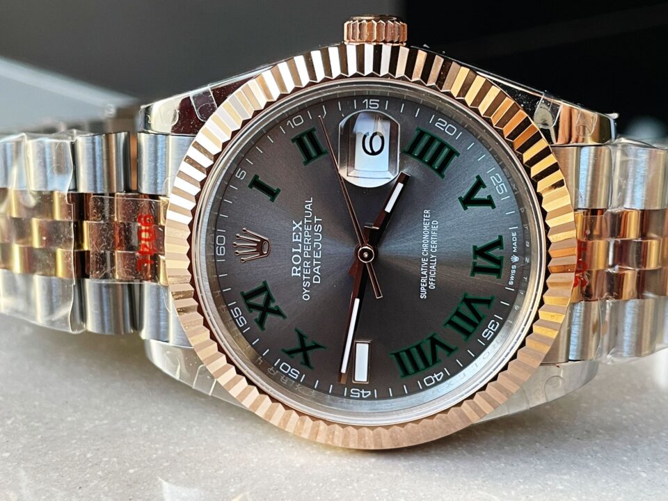 GMF GM Factory 1:1 Rolex DateJust Men 41mm  'wimbledon' RG and SS V2 Grey textured Dial Roman Markers