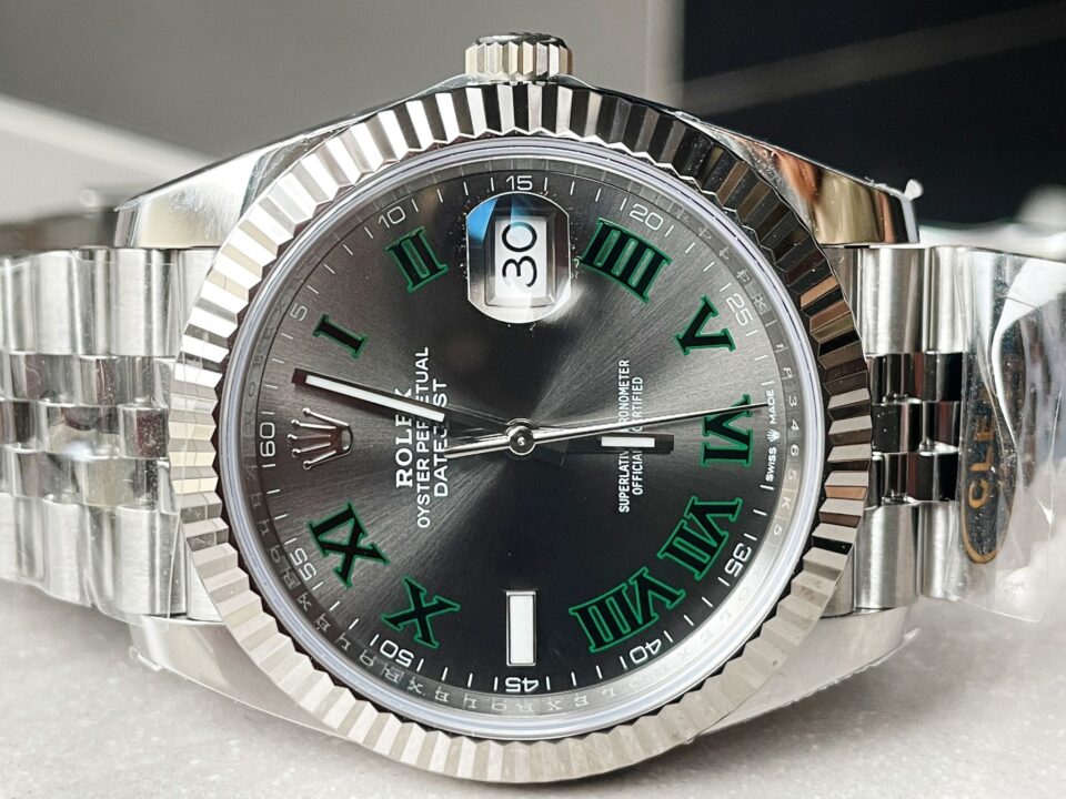 Rolex DateJust Men “wimbledon”SS Grey textured Dial Roman Markers