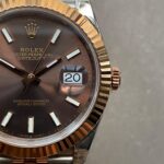 KING Factory 1:1 Rolex DateJust 41 126331 RG Fluted Bezel Best Edition 904L Steel Brown Stick Dial VR3235