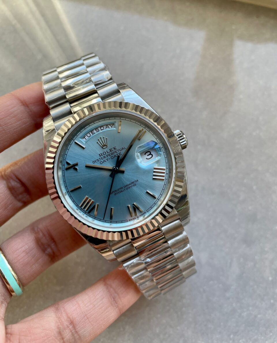 EWF Factory SS 1:1 Rolex Day Date II 228239 Best Edition Light Blue Dial A3255