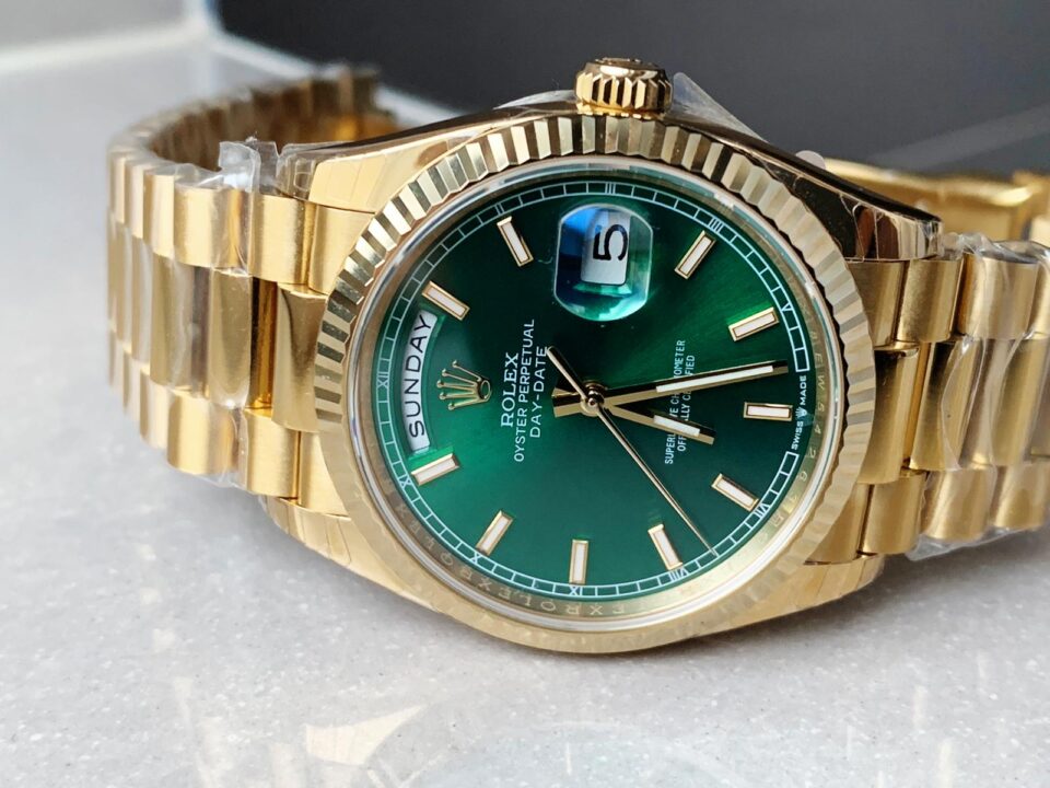 EWF Factory 1:1 Rolex Day Date 40 YG 904L Steel Best Edition Green Dial A3255