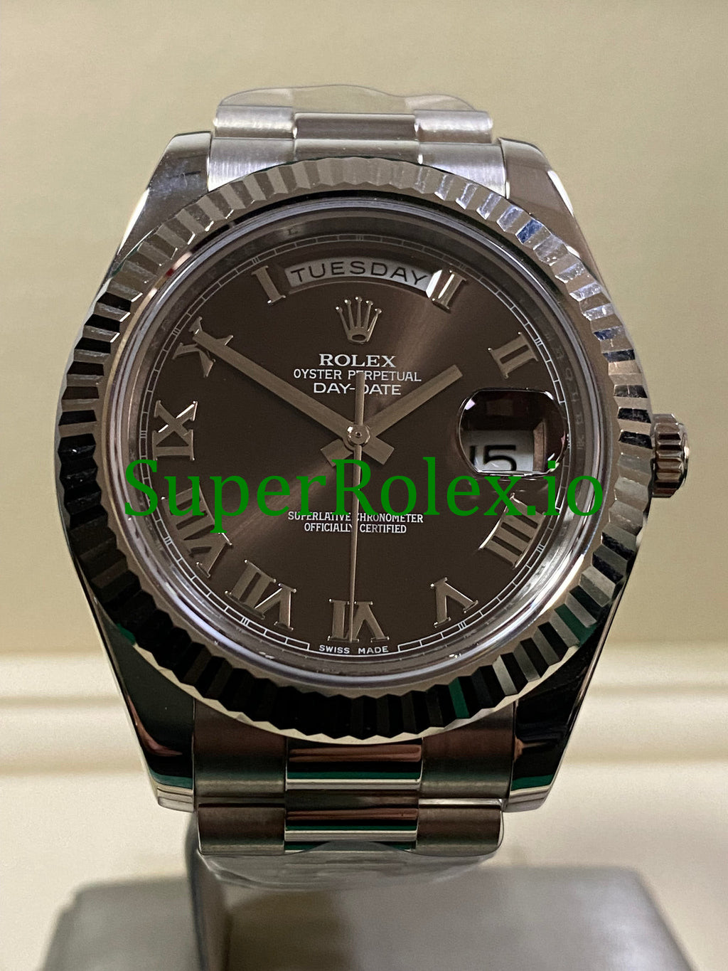 Rolex Day-Date II 40MM White Gold Ref.218239 - hocolate Roman Dial