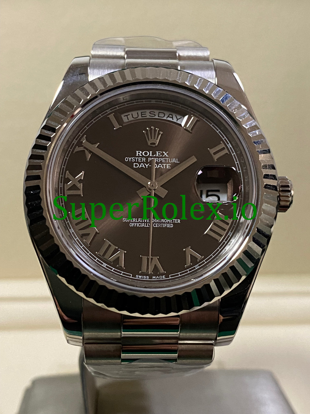 Rolex Day-Date II 40MM White Gold Ref.218239 - hocolate Roman Dial
