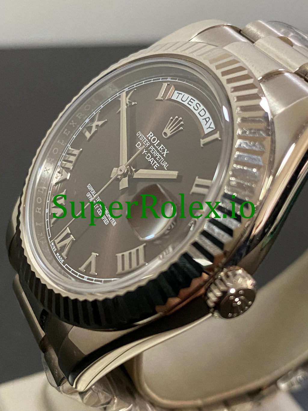 Rolex Day-Date II 40MM White Gold Ref.218239 - hocolate Roman Dial
