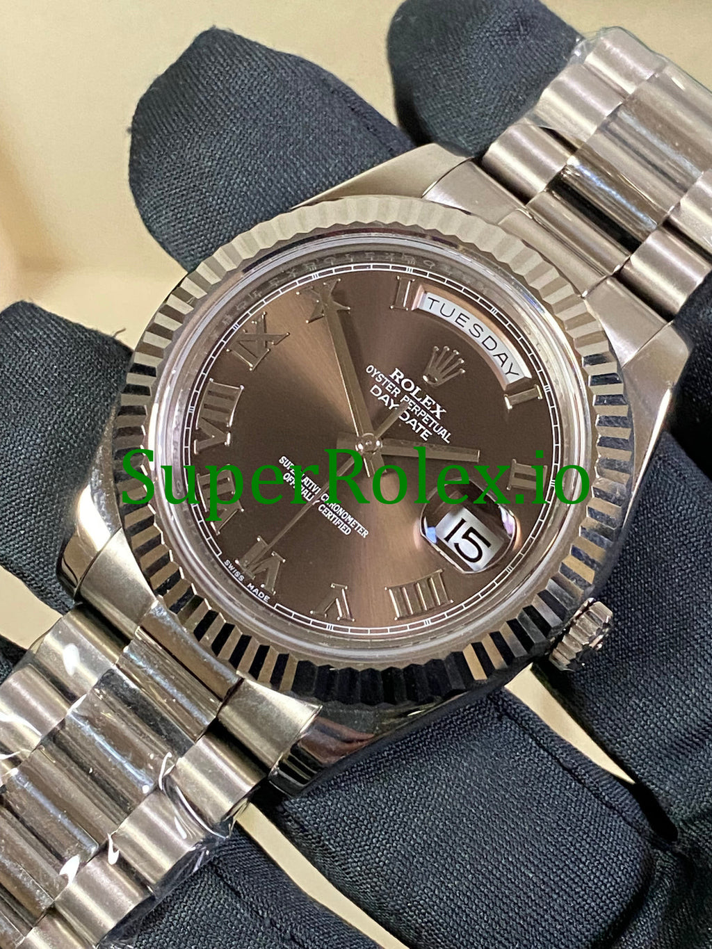 Rolex Day-Date II 40MM White Gold Ref.218239 - hocolate Roman Dial
