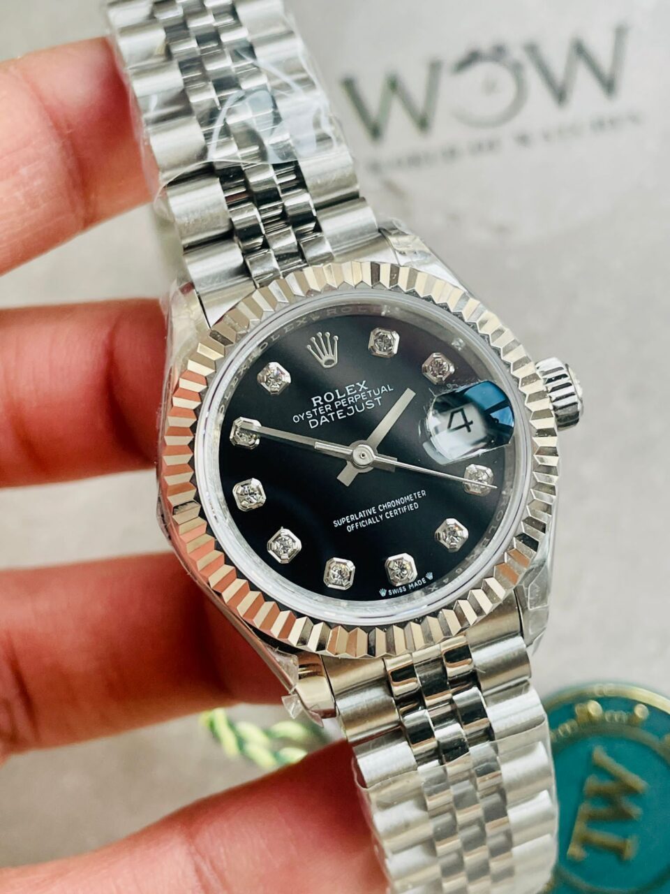 Rolex Datejust 28mm 904L SS Black Dial Diamond markers