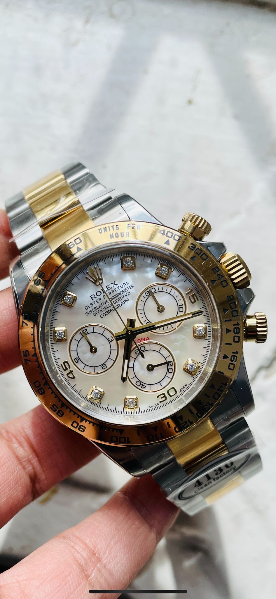 Clean Factory 1:1 Rolex Daytona 116503 Two Tone Yellow Gold Real MOP Diamond Dial SA4130