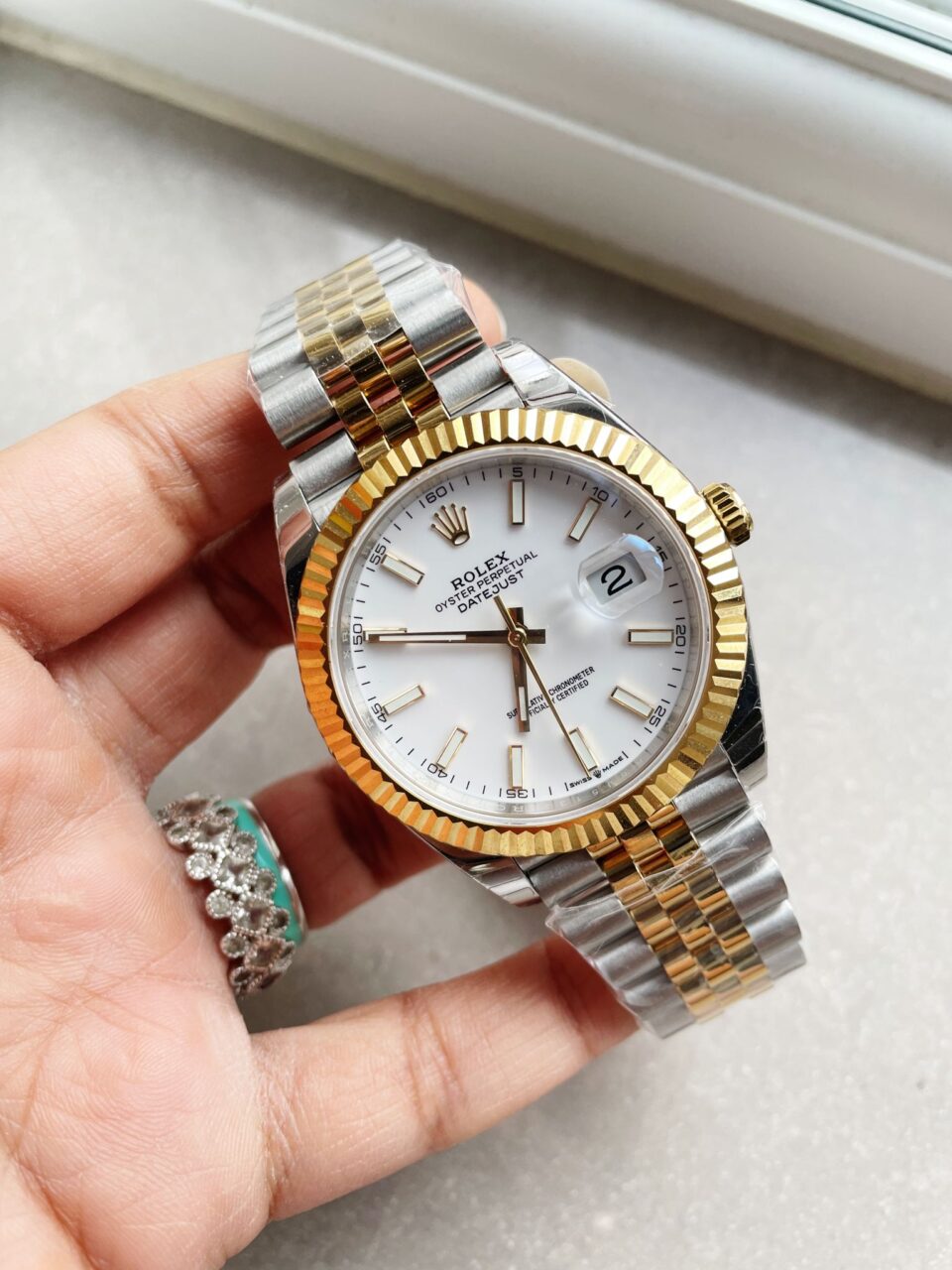 EW Factory 1:1 Rolex DateJust 41 126333 SS/YG Best Edition 904L Steel White Stick Dial