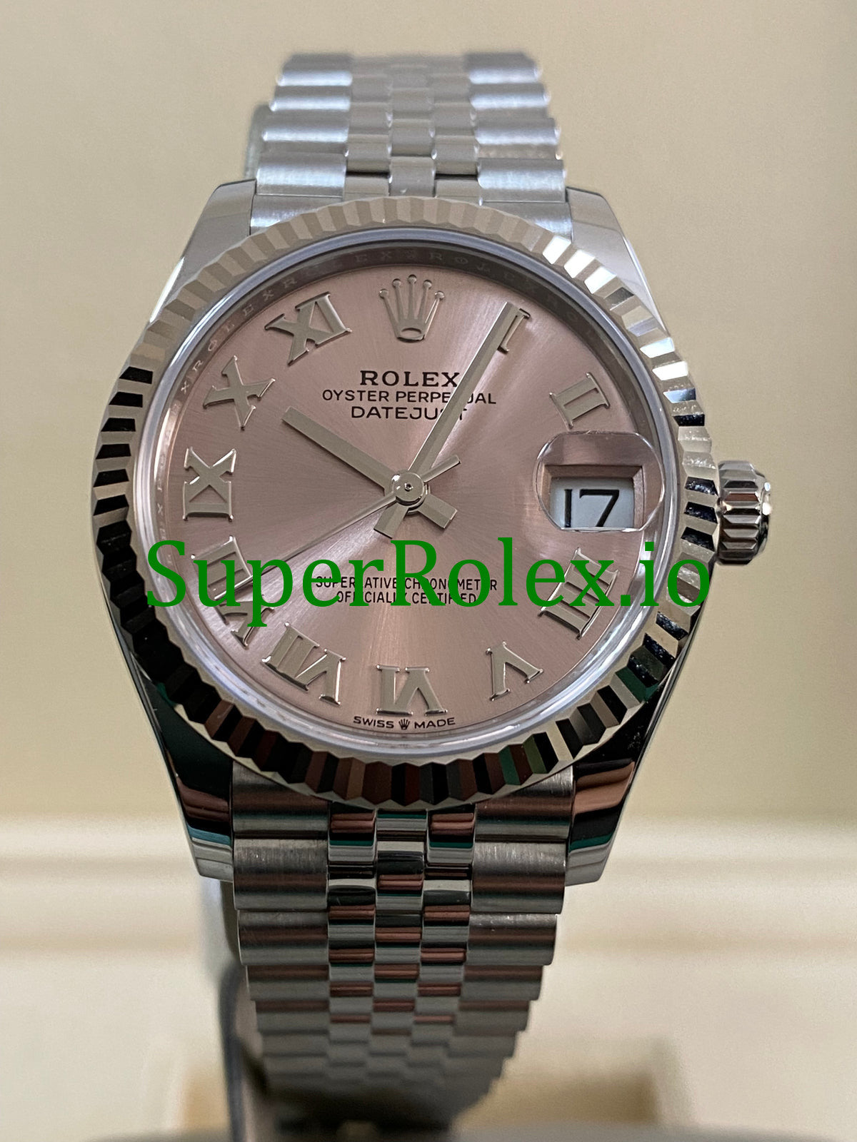Rolex Datejust 31 Steel and White Gold Pink Roman Dial Ref.278274