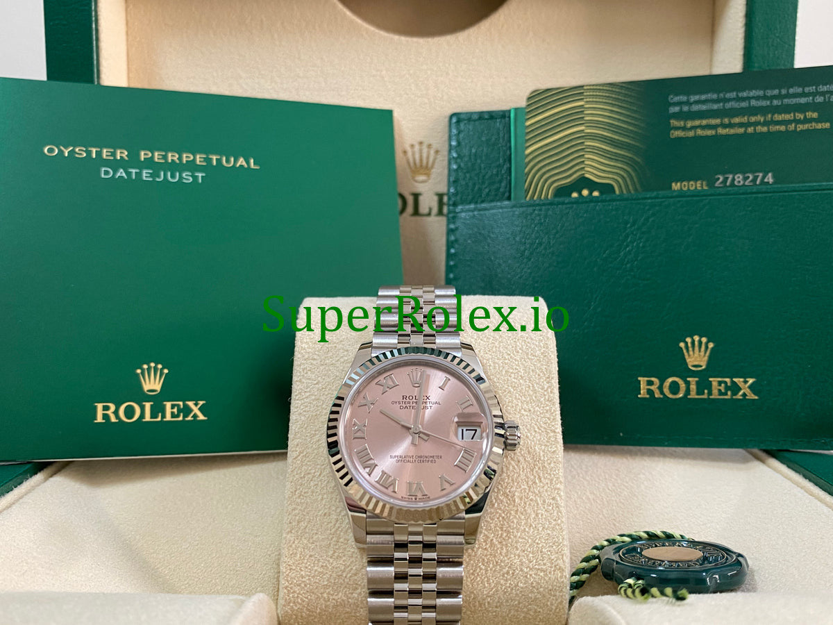 Rolex Datejust 31 Steel and White Gold Pink Roman Dial Ref.278274