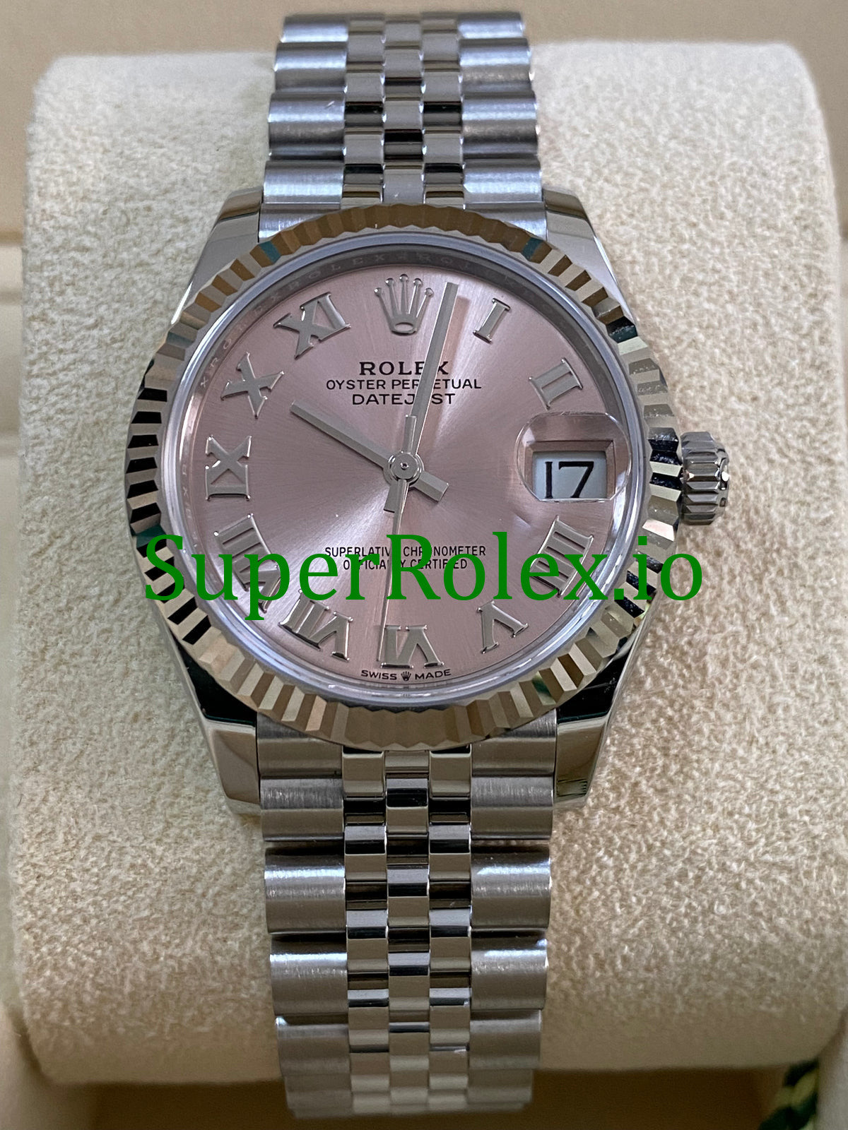 Rolex Datejust 31 Steel and White Gold Pink Roman Dial Ref.278274